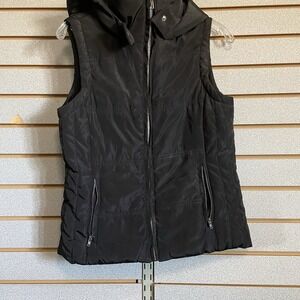 The Zenana Small Black Hooded Vest ‎ Full Zip Pockets